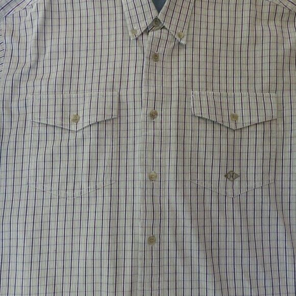 Roper Shirt Western Long-Sleeved Button-Up Heavyweight Tan Plaid Men's Large - Picture 4 of 10